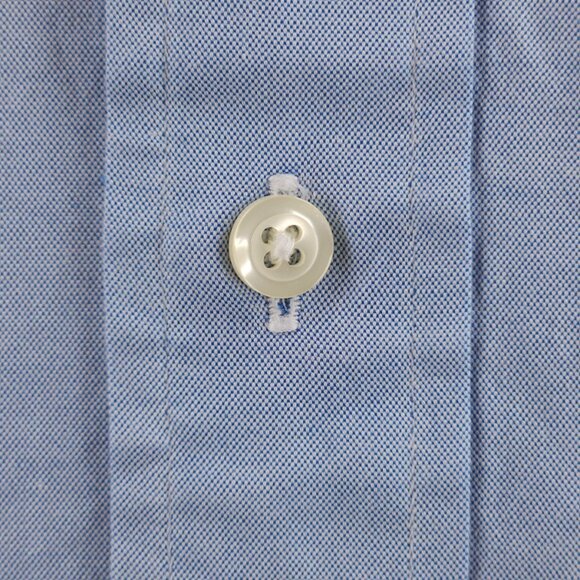 Brooks Brothers 18 35 Button-Down Cotton Traditional Blue Solid Pocket Shirt Men - Picture 5 of 16